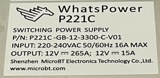 Whatspower P221C 電源 PSU Whatsminer M30s M31s M32 用