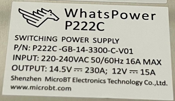 Whatspower P222C 電源 PSU Whatsminer M30s M31s M32 用